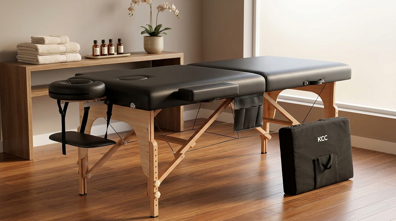 Illustration of the KCC massage table in a home spa room