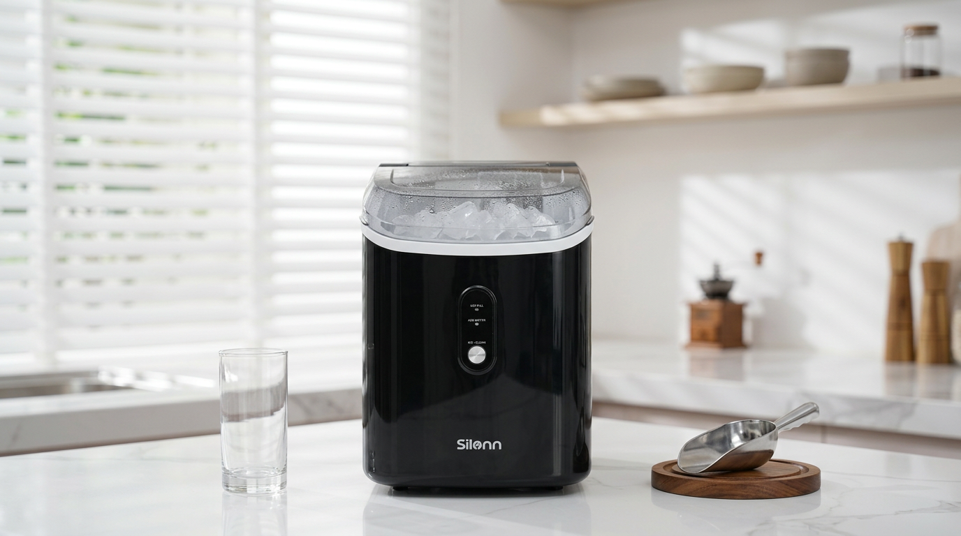 Silonn nugget ice maker on a kitchen counter
