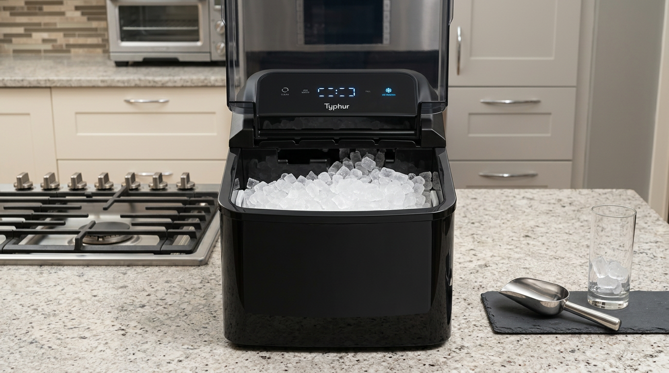 Typhur Nugget Ice Maker with stainless-steel finish